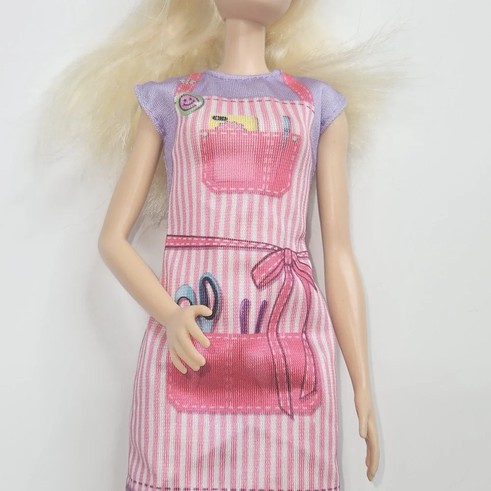 Barbie Florist Doll Mattel 2015 You Can Be Anything Career Pink Striped Apron